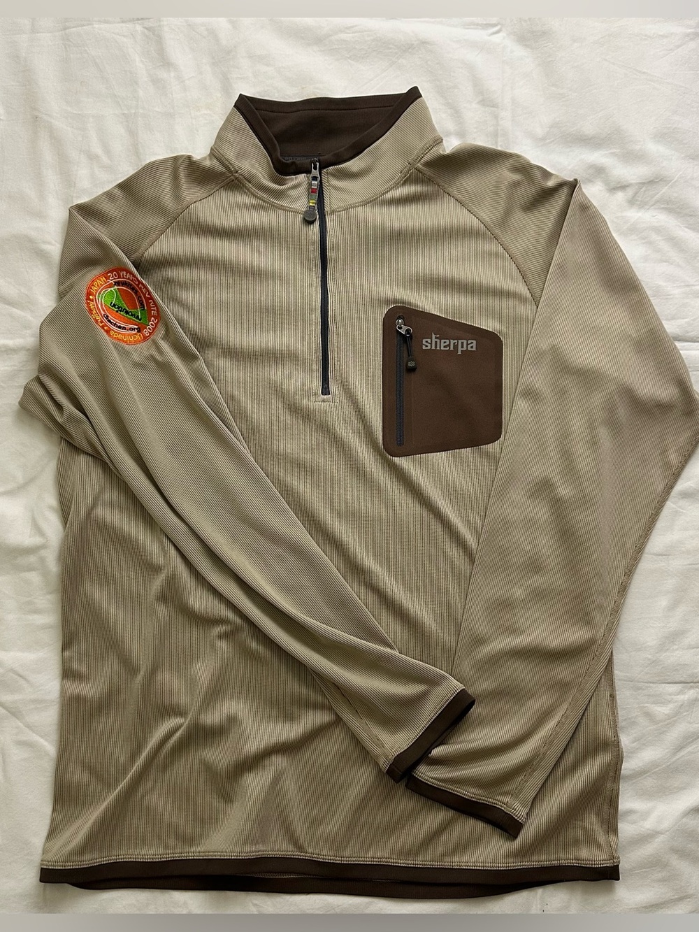 Sherpa Men's Half-Zip Pullover in Tan and Brown